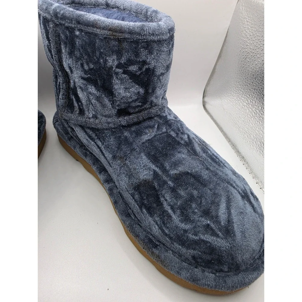 UGG Classic Mini Blue Crushed Velvet Boots Kids Size 13